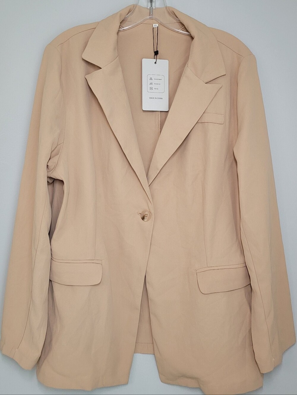 Classic Women's Beige (SAND) Blazer Jacket - Neutral Tailored Coat XL NWT